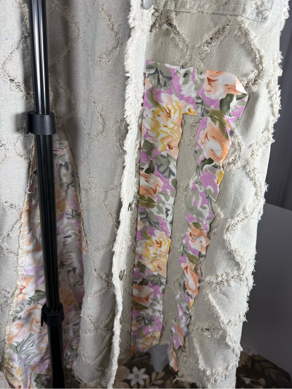 POL Floral Patchwork Raw Edge Boho Cardigan Jacket Size S - Picture 9 of 11